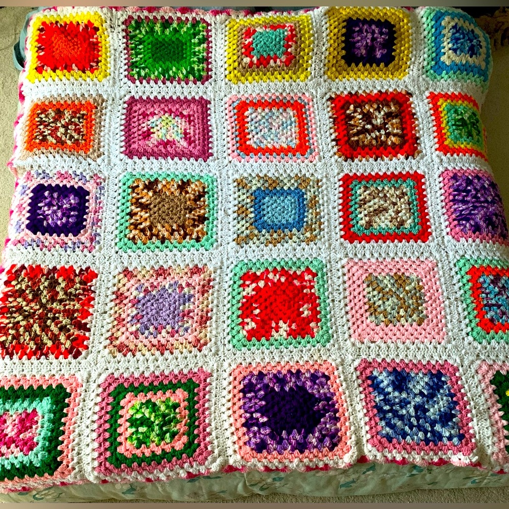 Vintage Queen Sized Crochet Afghan